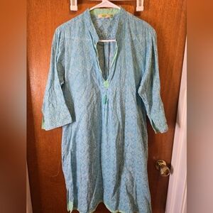 Dolma Blue and Green Patterned Tunic Dress XL